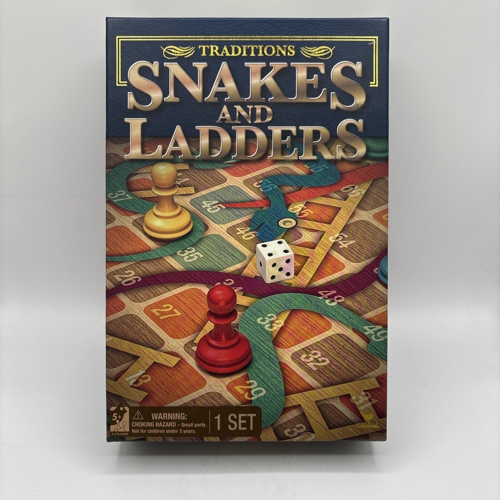 Traditions Snakes and Ladders‎ Board Game by Cardinal Complete In Box /Used